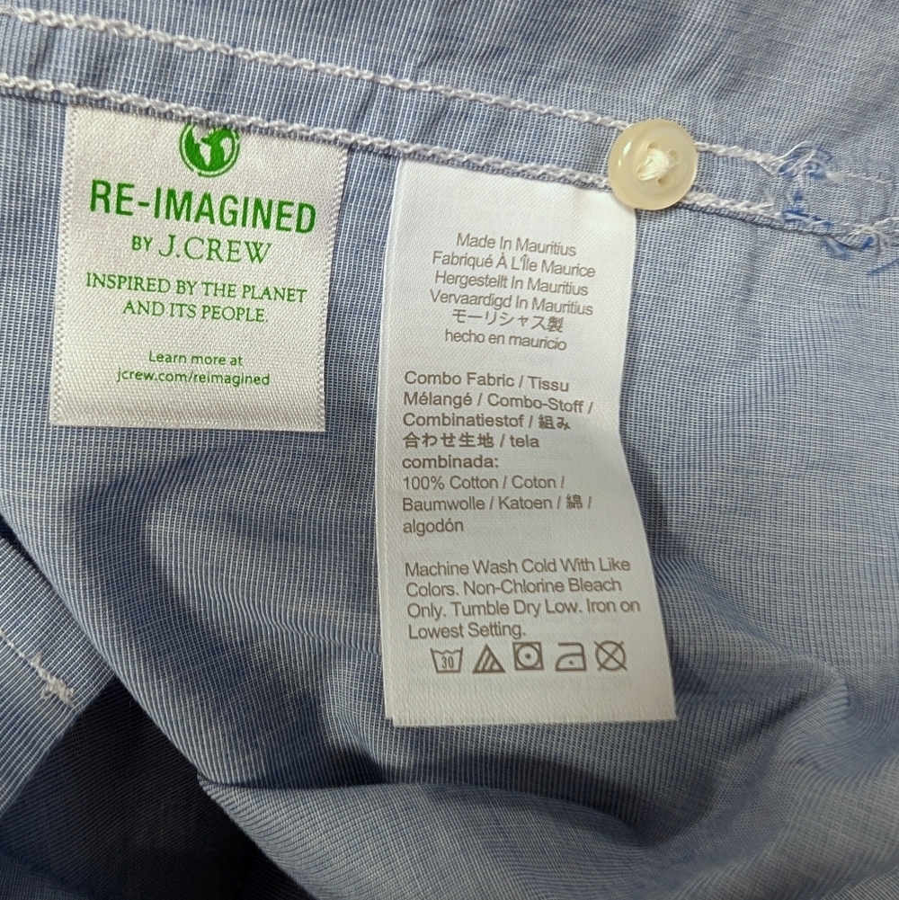 J. Crew Camp Collar Shirt Jacket XL NWT Blue Organic Cotton Utility - Picture 15 of 16
